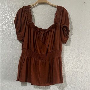 Women's Rust Brown Ruffled Top